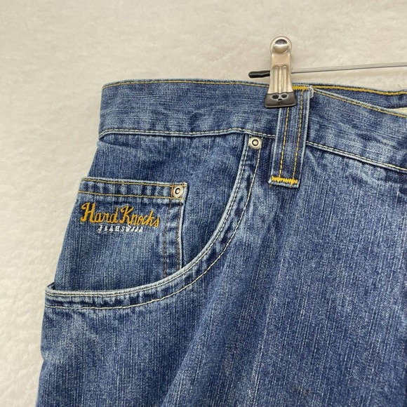 VTG Hard Knocks Mens Carpenter Jeans Size 36 Blue Straight Leg 90s street - Picture 7 of 12